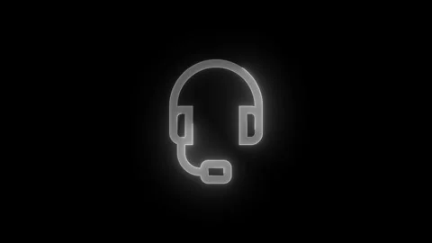 Headset stroke icon glowing neon white color animation Stock Footage 289432623