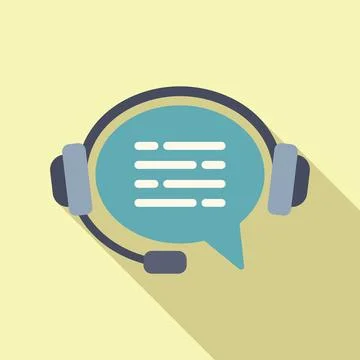 Headset support chat online icon flat vector. Contact help Stock Illustration