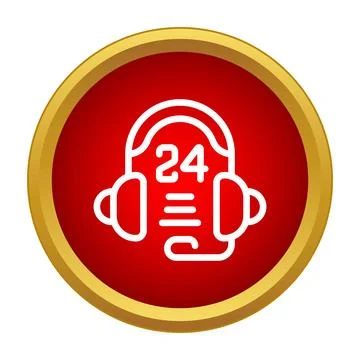 Headset with twenty four hours service icon Stock Illustration