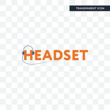 Headset vector icon isolated on transparent background, headset logo design Stock Illustration