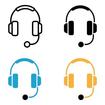Headset vector icons for customer service support communication in differen.. Stock Illustration