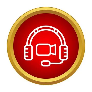 Headset with video camera icon for online communication Illustrazione stock