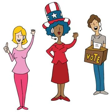Headset Wearing Operators Election Day Voting Cartoon Stock Illustration