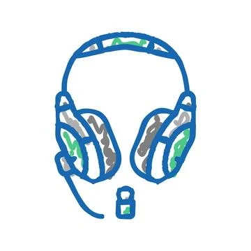 Headset wireless video game icon doodle illustration Illustrazione stock