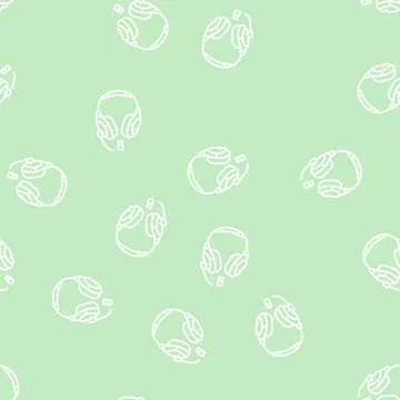 Headset wireless video game line seamless pattern イラスト素材