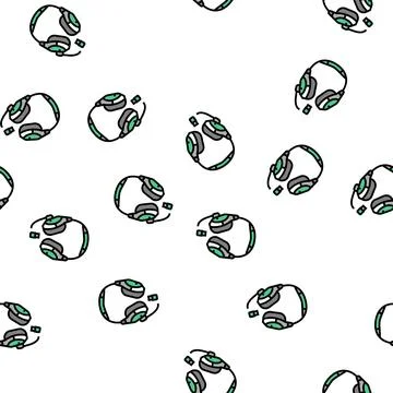 Headset wireless video game vector seamless pattern Stock Illustration