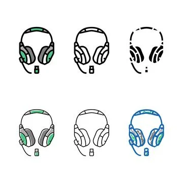 Headset wireless video types game color icon vector Stock Illustration
