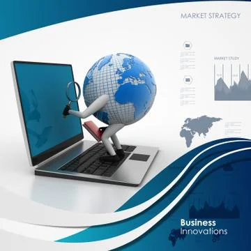 Headset with world globe. Concept for online chat Stock Illustration