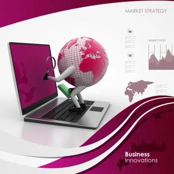 Headset with world globe. Concept for online chat Stock Illustration