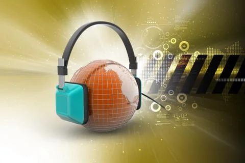 Headset with world globe. Concept for online chat Stock-Illustration