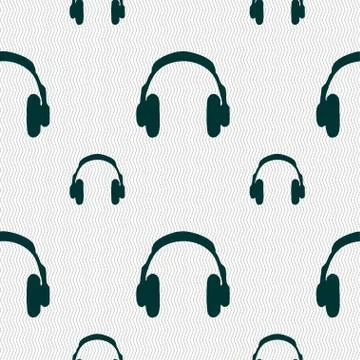 Headsets icon sign. Seamless pattern with geometric texture. Vector Illustrazione stock