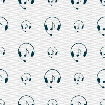 Headsets icon sign. Seamless pattern with geometric texture. Vector Illustrazione stock