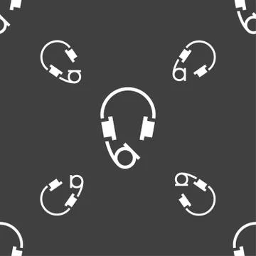 Headsets icon sign. Seamless pattern on a gray background. Vector Stock Illustration