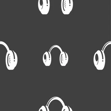 Headsets icon sign. Seamless pattern on a gray background. Vector Illustrazione stock