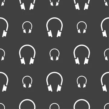 Headsets icon sign. Seamless pattern on a gray background. Stock Illustration