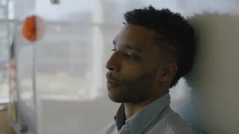 Headshot of 30-Something Teacher Missing His Students During Covid Stock Footage 208786170