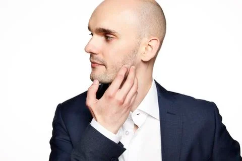 Headshot of Bald Man Stock Photos