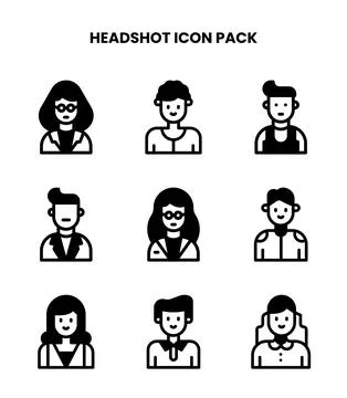 Headshot DuoTone Set Icons Pack Stock Illustration