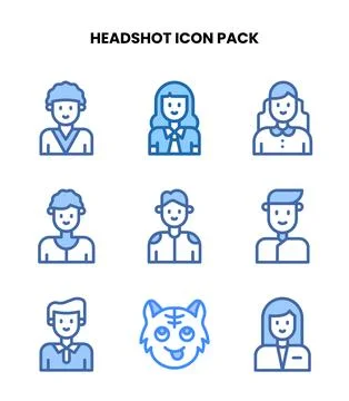Headshot Two Colour Bundle Icons Pack Stock Illustration