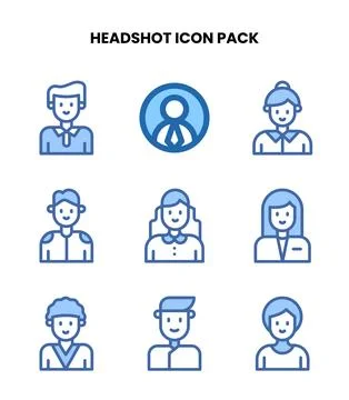 Headshot Two Colour Bundle Icons Pack Stock Illustration