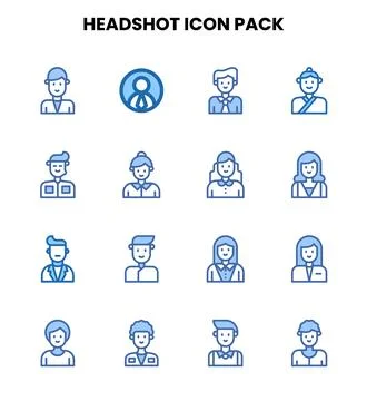 Headshot Two Colour Design Icons Pack 库存插图