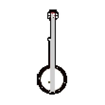 Headstock banjo pixel art vector illustration 스톡 일러스트