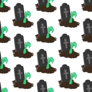 Headstone and zombie hand pattern Stock Illustration