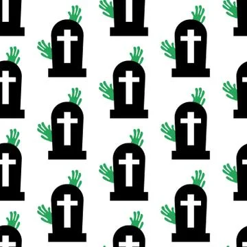Headstone and zombie pattern Stock Illustration