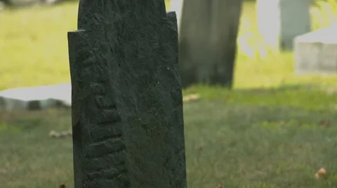 Headstone in Cemetery - Close Up Shot Stock Footage 40909934