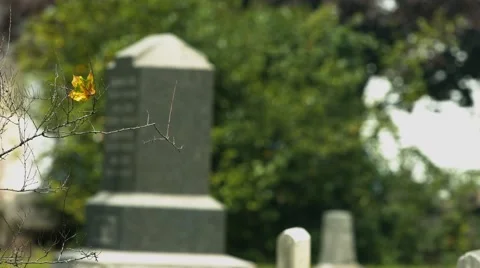 Headstone in Cemetery - Out of focus background Stock Footage 40908806