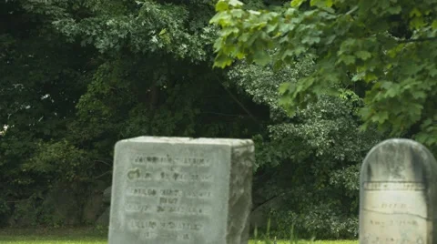 Headstone in Cemetery - Out of focus foreground Stock Footage 40909100