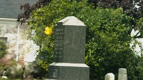 Headstone in Cemetery - Rack Focus Stock Footage 40908769