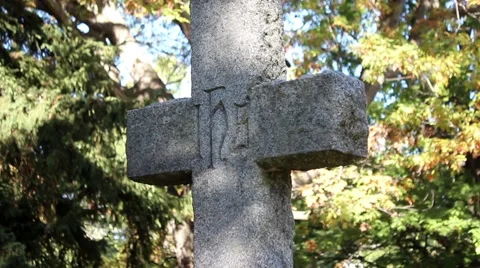 Headstone With Cross Stock Footage 42705309