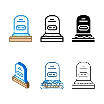 Headstone on grave multistyle color icon vector Stock Illustration