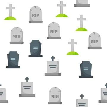 Headstone, Gravestone, Tombstone Vector Seamless Pattern Illustrazione stock