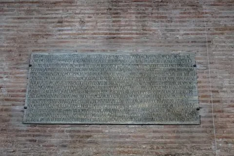 Headstone placed on the side wall of the Basilica of Sant 'Apollinare in Clas Stock Photos