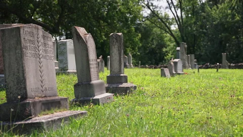 Headstones in a graveyard 2 Stock Footage 290246496