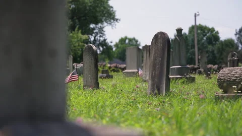 Headstones in a graveyard 3 Stock Footage 290247046