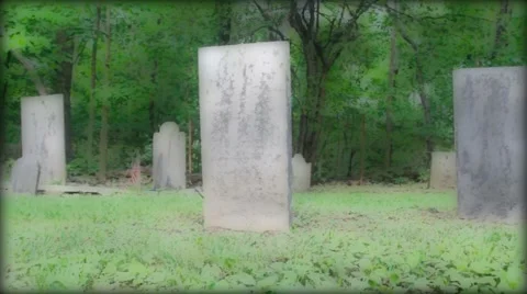 Headstones in a Massachusetts graveyard Stock Footage