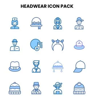 Headwear Two Colour Bundle Icons Pack Stock Illustration