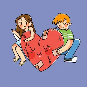 Healed Love Couple Relationship Concept Vector Illustration. Best for Print, Stock Illustration