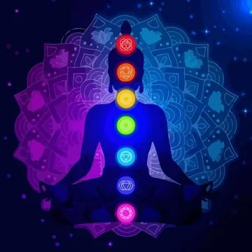 Healing chakras mindfulness motion colorful background Stock Illustration