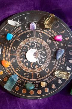 Healing crystals on brown background Stock Photos