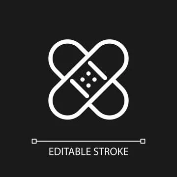 Healing patch pixel perfect white linear ui icon for dark theme 스톡 일러스트