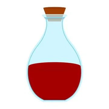 Healing Potion. Cartoon Magic Elixir Flask isolated on white background. Vector. Stock Illustration