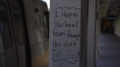 Healing quote on subway Stock Footage 157409123