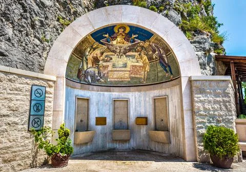 Healing spring in Ostrog Stock Photos