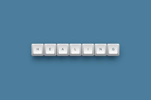 Healing text on a 3d keyboard button with shadow concept series Illustration