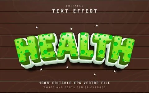 Health 3d text effect editable Stock Illustration