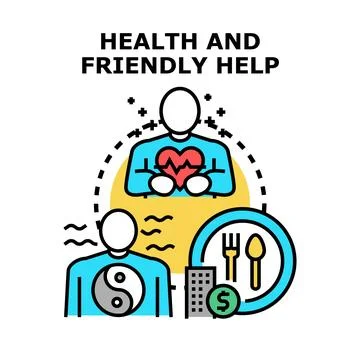 Health and friendly help concept offering support and well being Ilustração Stock